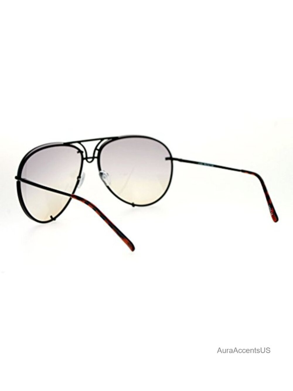 Oversized Round Pilot Sunglasses Gradient Lens Metal Rims Spring Hinge - Picture 2 of 3